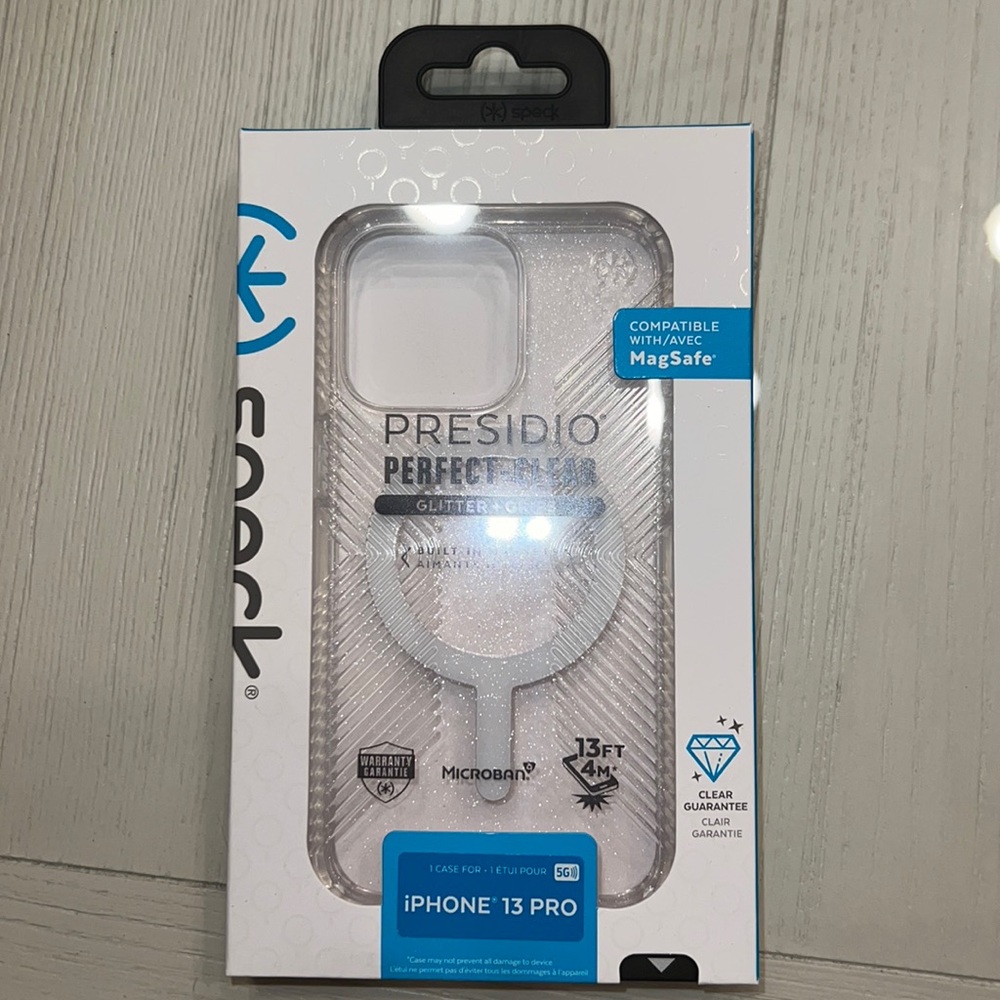Presidio Perfect-Clear Glitter + Grips iPhone 13 Pro speck case